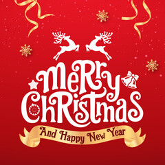 Merry christmas tree concept made of white 2020 happy new year decorations star isolated on red background table minimal flat lay, xmas winter holiday party, top down view, copy space, wide banner. 