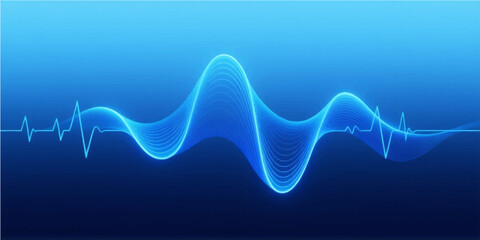 Abstract blue background illustration with flowing wave design lines for modern digital technology business template