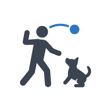 Playing fetch with dog icon