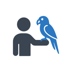 Pet parrot on arm icon