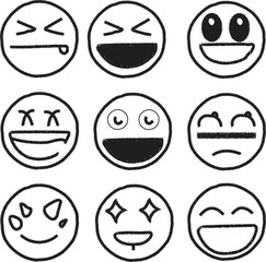 Collection of handdrawn emoji faces