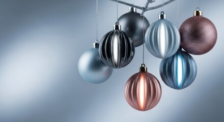 Modern holiday background with elegant ornaments and muted colors for a sophisticated winter aesthetic, aesthetic, abstract, clean