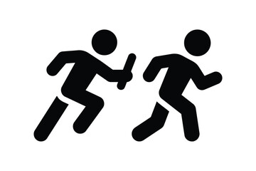 race, marathon, speed, keywords:, [converted], silhouette, depicts, movement, black, right., running, sport, icon, conveying, engaged, graphic, baton, partnership, both, background, people, with, whit