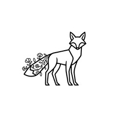 Obraz premium Minimalist black line drawing of a fox isolated on transparent background