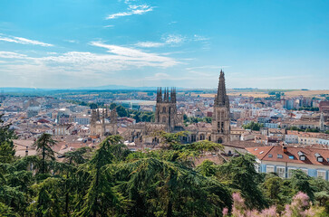 a panoramic view of Burgos cathedral and rooftops