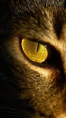 Tabby Cat Eyes Glow in Warm Light Creating a Captivating Macro View Filled With Emotion