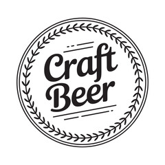 Vintage craft beer emblem with laurel wreath and text