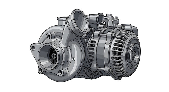 Detailed illustration set of car parts and automotive components, perfect for concepts of automotive engineering, vehicle maintenance, mechanical systems, and car repair services.