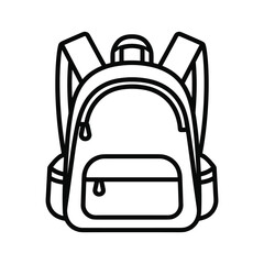 Simple black and white line art icon of a backpack