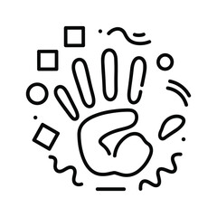 Handprint with abstract shapes and lines