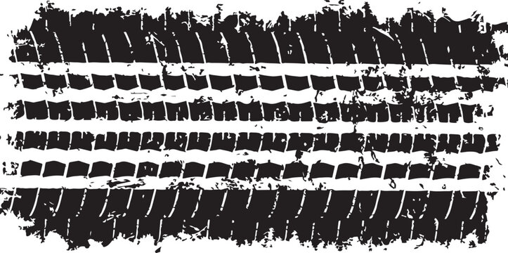 Bold black grunge tire track print featuring a rough, distressed texture, perfect for intense and worn-out aesthetic designs, symbolizing movement, power, and ruggedness