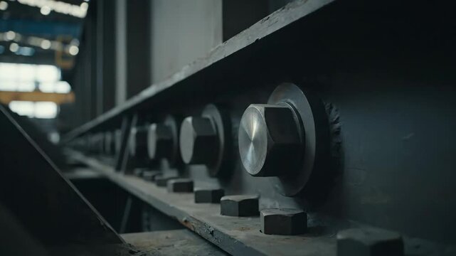 Bolted metal structural element, metalwork detail, industrial background
