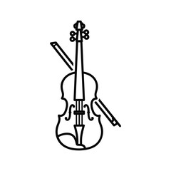Fototapeta premium Outline drawing of a violin and bow