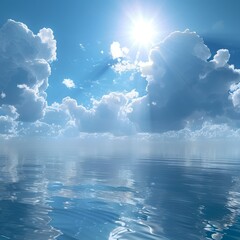  realistic landscape showing the creation of sky and waters