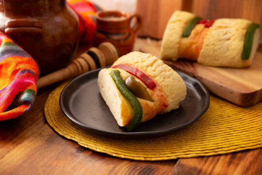 Three Kings Bread also called Rosca de Reyes, Roscon, Epiphany Cake, traditionally served with hot chocolate. Mexican tradition on January 5th.