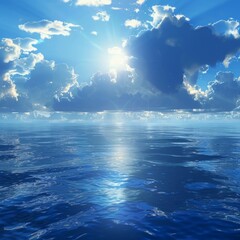  realistic landscape showing the creation of sky and waters