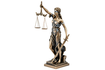 Elegant Lady Justice statue holding scales and sword symbolizing legal balance and fairness for law firms and justice system branding and marketing