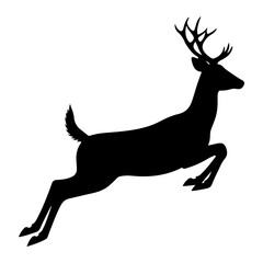 Obraz premium Silhouette of a leaping deer with antlers on white background