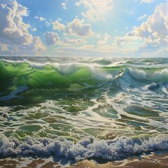 realistic seascape depicting the separation of sea and land