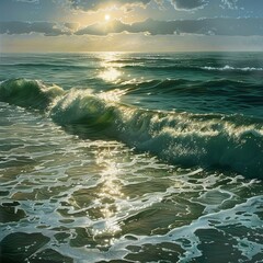 realistic seascape depicting the separation of sea and land