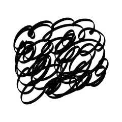 Hand drawn black pen chaotic line. Messy pencil doodles rough sketch. Black pen grunge line. Abstract scribble marker drawing. 