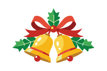wedding christmas bells with ribbons on white background