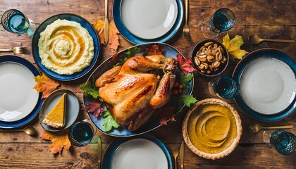 Classic holiday meal with mashed potatoes high resolution photo