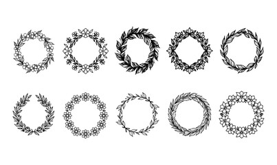 Hand drawn floral frame set