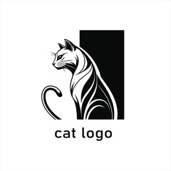 Modern Minimalist cat  Design Logo