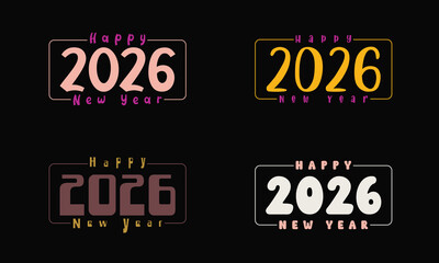2026 Happy New Year Vector Pack: Diverse, colorful, modern typography bundle.