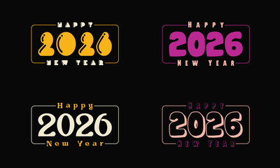 2026 Happy New Year Vector Pack: Diverse, colorful, modern typography bundle.