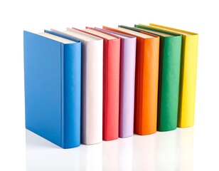Row of colorful hardback books