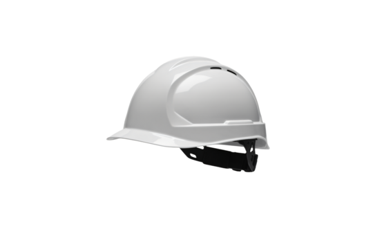 Stay safe with this durable white hard hat, perfect for construction sites and industrial workplaces, ensuring head protection with reliable safety gear