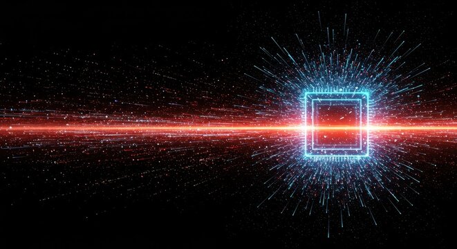 Abstract visualization of high-speed data flow and complex digital networks, representing artificial intelligence processing power ,algorithm ,complexity ,technology background