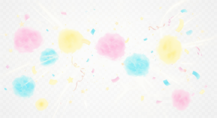 Pastel confetti and watercolor dot background isolated illuustration on transparent background