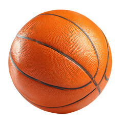 Close up studio shot of a bright orange basketball on a white background