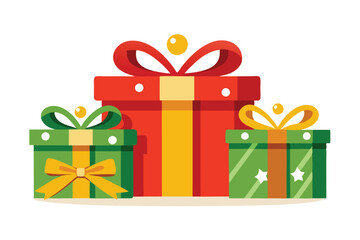 three christmas gift on white background