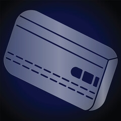 Metallic credit card with embossed lines and dark blue gradient background