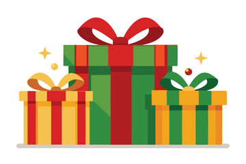 three christmas gift on white background