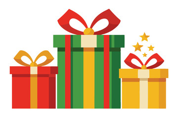 three christmas gift on white background