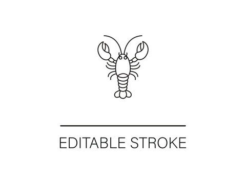 Simple lobster icon with editable stroke for creative seafood designs and restaurant menus, offering a fresh and modern culinary aesthetic.