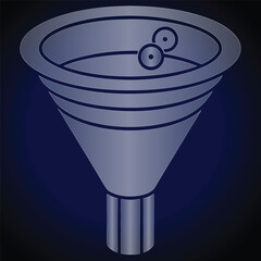 Metallic Funnel with Two Spheres Inside silver blue