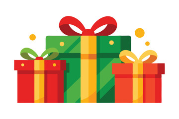 three christmas gift on white background