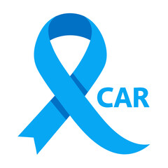 Blue awareness ribbon with the word car