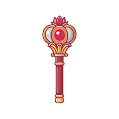 Royal scepter with red jewel in ornate flat style