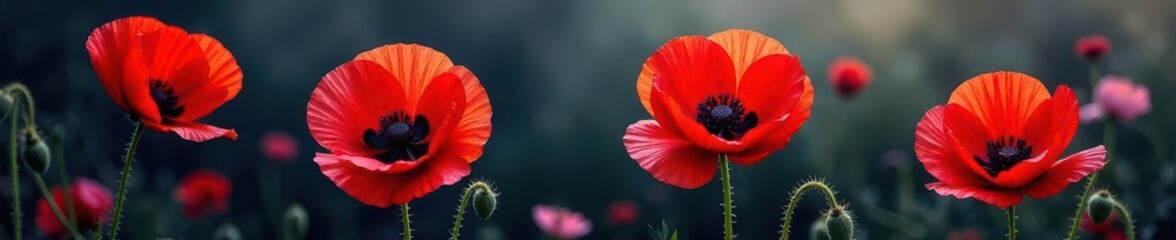 Fototapeta premium Crimson poppy bursts from asphalt fissure, vibrant against grey , photography, flower