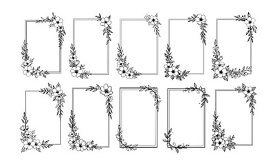 Obraz premium Hand drawn floral frame set