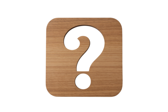 Wooden question mark symbolizing curiosity and inquiry, ideal for education, marketing, and problem solving concepts with a modern, natural design element