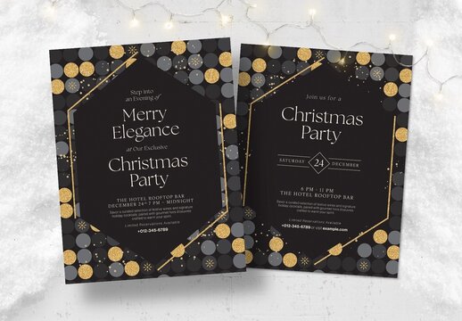 Christmas Party & NYE New Year's Eve Invitation Flyer Template