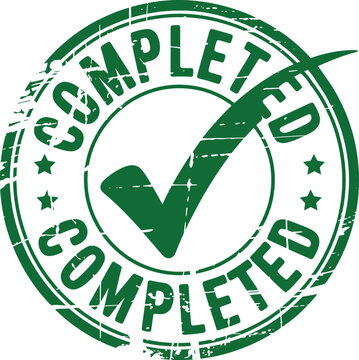 Green Completed Stamp With Check Mark and stars Illustration Design